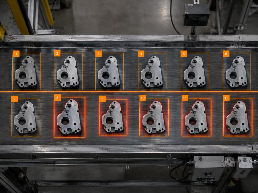 Parts counted on a conveyor