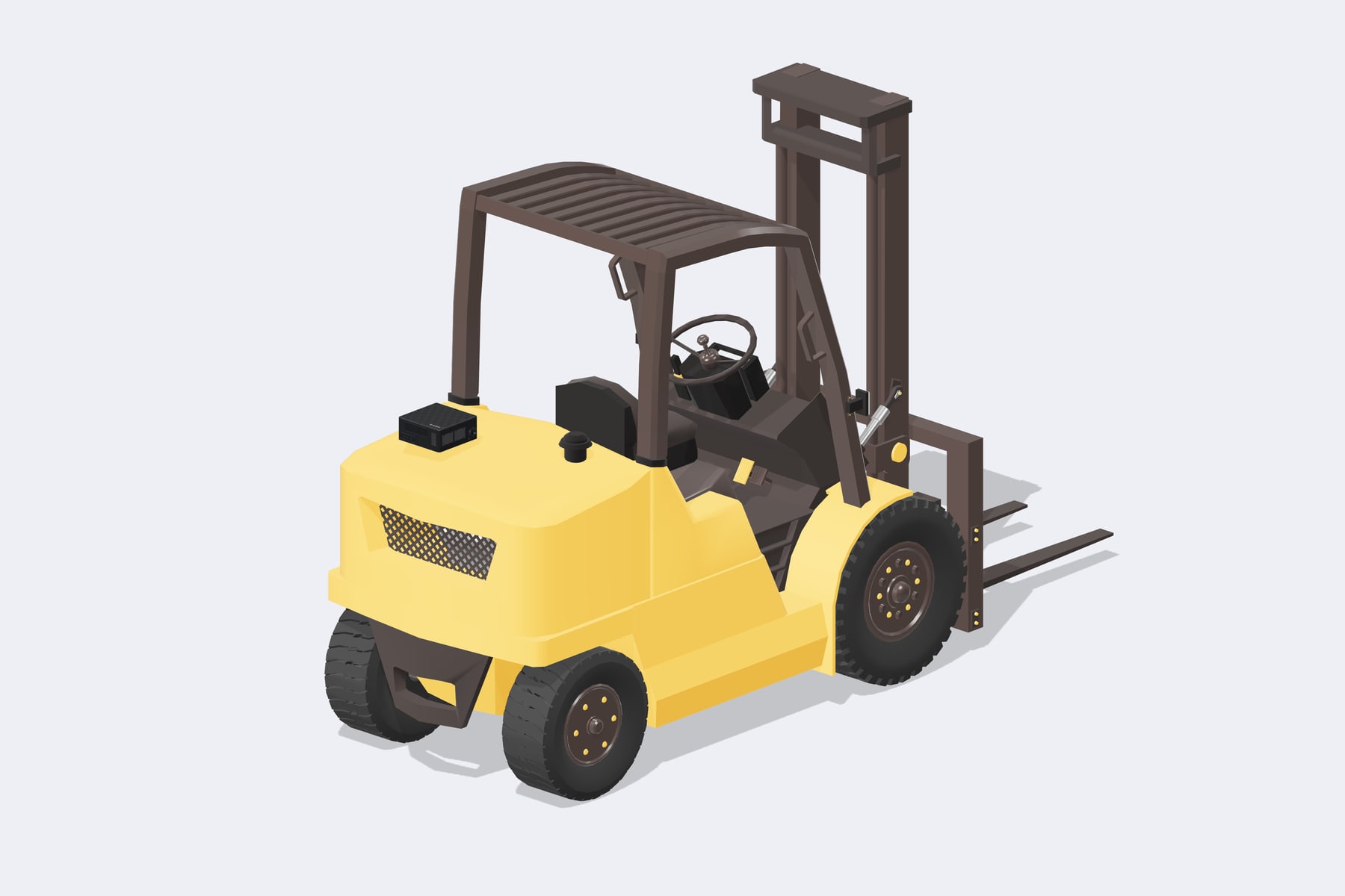 OmniBox Motion mounted on the hood of a forklift