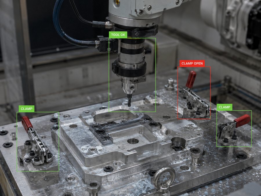 Clamps and tooling checked on a fixture