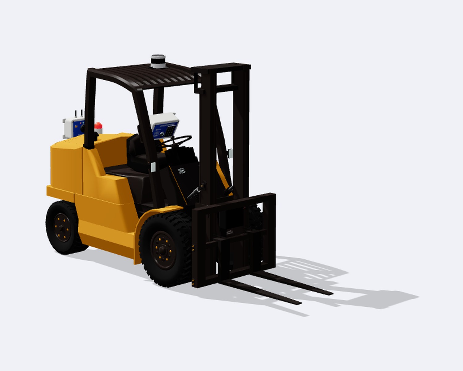 A forklift fitted with the RAMS Sensor Stack